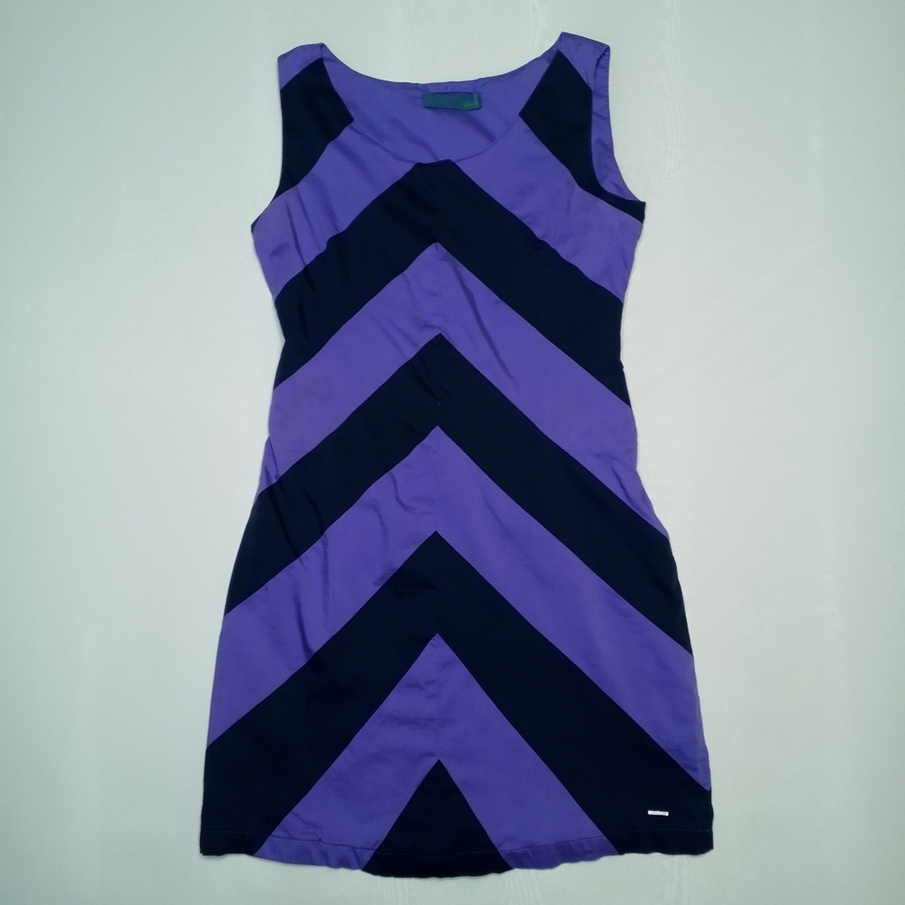 Skunk Funk Lined Mini Dress Size 5/6? Purple Chevron Above Knee